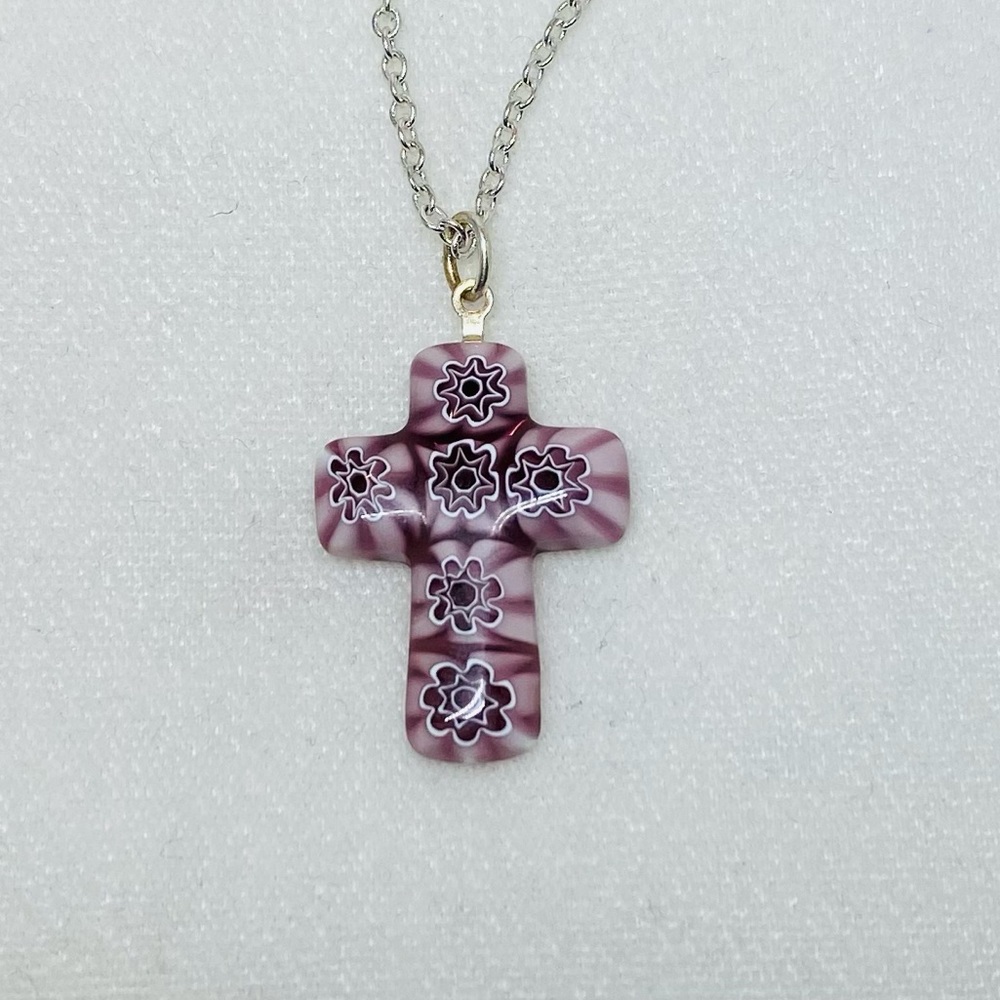 COPY - 💐2@30.00💐 Murano Venetian glass cross pendant